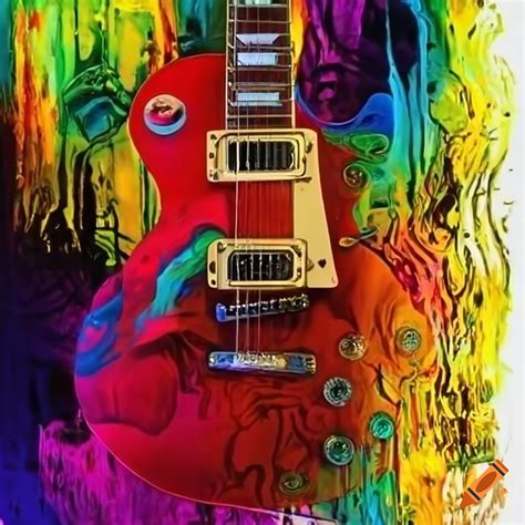 Colorful Artwork Of Melting Gibson Les Paul And Amplifiers On Craiyon