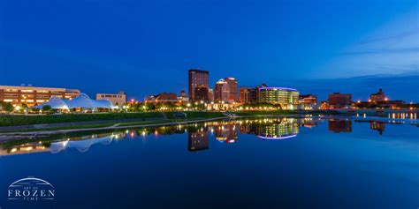 Dayton Ohio Skyline At Twilight No 4 Art Of Frozen Time