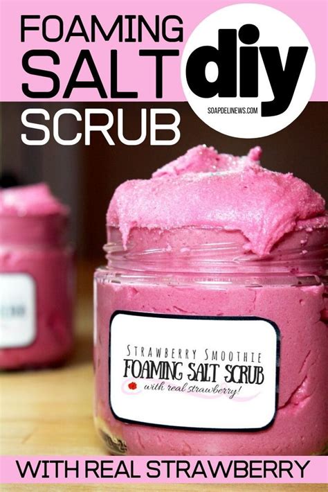 Strawberry Smoothie Whipped Salt Scrub Recipe For Glowing Skin Salt Scrub Recipe Scrub Recipe