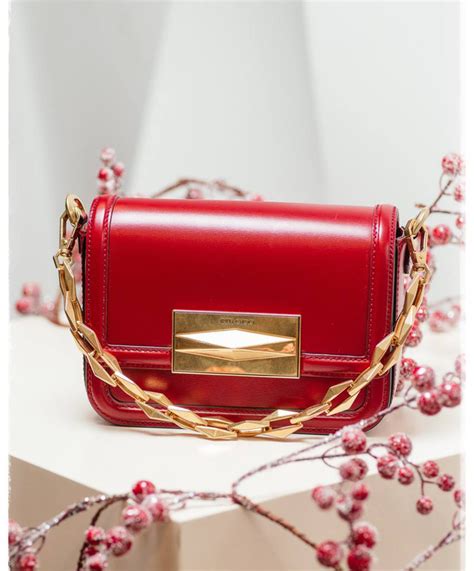 Jimmy Choo - Червона шкіряна сумка крос-боді Diamond ...