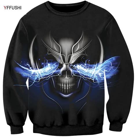 Yffushi 2018 Casua 3d Skulls Sweatshirt Fashion Robot Skulls 3d Print