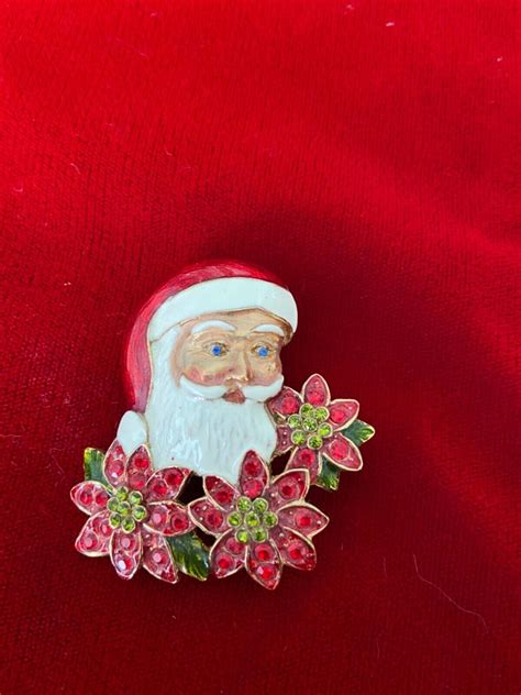 Vintage Christopher Radko Santa Pin Brooch Detailed Gem