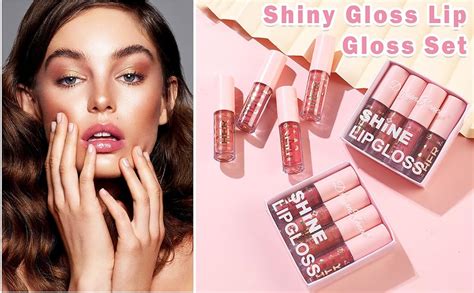 PCS Shimmer Lip Gloss Set Plumping Liquid Nude Lipstick Set Moisturizing Lip Stain Long Lasting