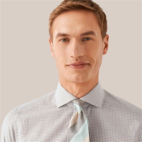 Brown Checked Wrinkle Free Cotton Linen Shirt Eton