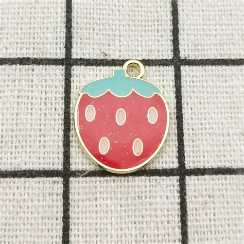 Pcs Enamel Charm Strawberry Charm Fruit Charm Earring Etsy