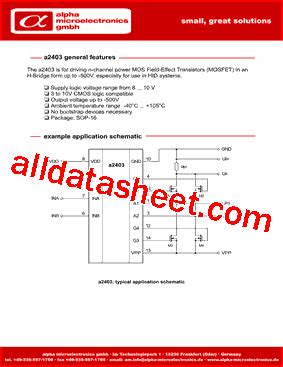 A2403 Datasheet(PDF) - alpha microelectronics gmbh