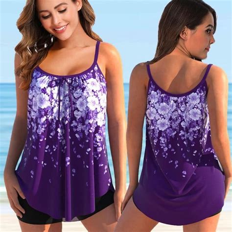 Maillot De Bain Sport Femme Tankini Grande Taille D Impression Bikini Purple