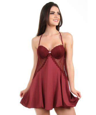 Camisola Imi Lingerie Bojo E Calcinha Em Microfibra E Renda Fascine Vinho Compre Agora