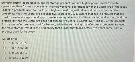 Solved Semiconductor Lasers Used In Optical Storage Products