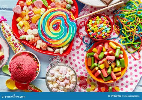 Assorted Colourful Kids Party Sweets And Candy Stock Photo Image Of