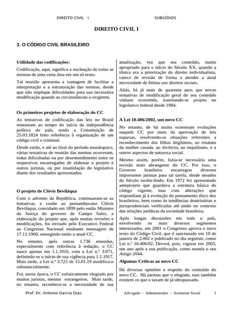 Codigo Civil O Que É - Estrutura e Histórico Do Código Civil | PDF | Justiça | Crime e Violência