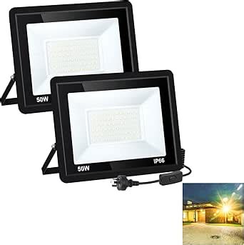 2 Pack 50W LED Flood Light Outdoor 4500lm LED Work Light Floodlight