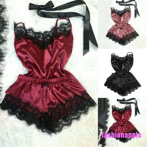 Faph Sexy Pyjamas Set Women Sleepwear Ice Silk Satin Nightgowns Robe Lingerie Set Faa Shopee