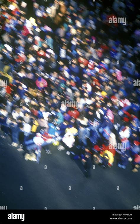 Blurred Crowd In Winter Clothes Stock Photo Alamy