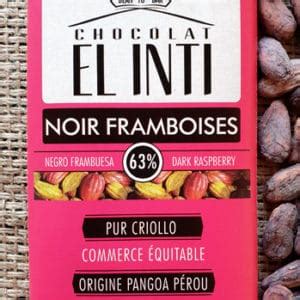 Chocolat Noir 63 Framboise Bio Tablettes 100gr SALDAC Suisse Sarl