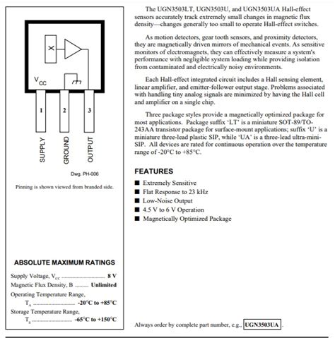 UGN3503 Ratiometric Linear Hall-Effect Sensor | Allegro - Robot Sepeti