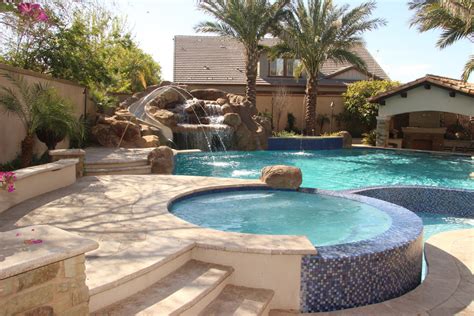 Backyard Oasis Pool Spa Swim Up Bar Grotto Slides Water