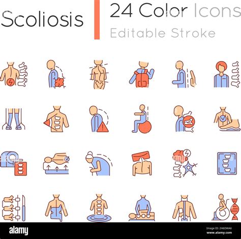 Scoliosis RGB Color Icons Set Stock Vector Image Art Alamy