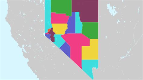 Counties of Nevada Interactive Colorful Map