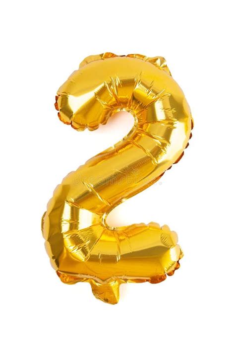 Number 2 Golden Foil Balloon Stock Illustration Illustration Of