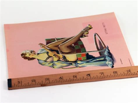 Vintage Elvgren Pin Up Girl Pin Up Blonde Playing Ukulele In Black Stockings Lingerie Titled