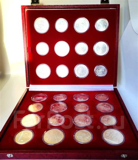 Набор Олимпиада-80. 28 Монет 5+10 рублей. Серебро Кейс, б/у, в наличии ...