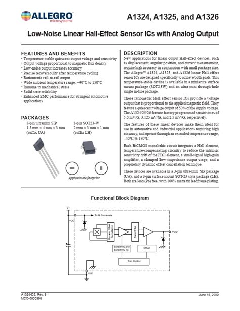 A Datasheet Sensor Equivalent Allegro Microsystems