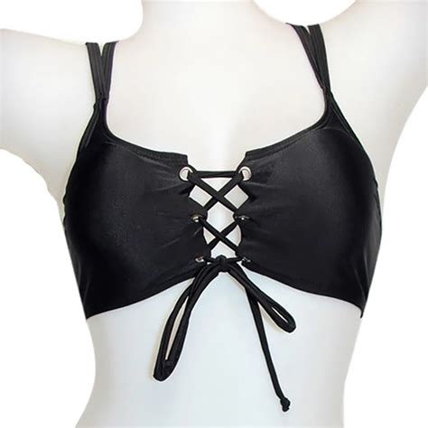 Sexy Lace Up Bikini Set Swimwear Women Bandage Push Up Bikinis Tops Pants Padded Bra Swimsuit