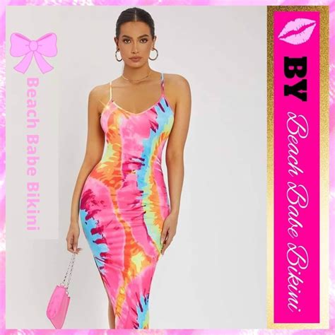 Tie Dye Backless Split Thigh Dress Beach Babe Bikini
