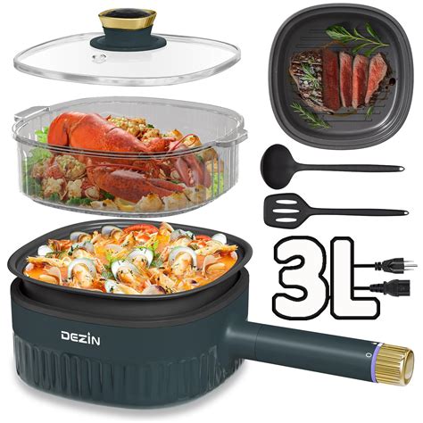 Dezin Hot Pot Electric L Non Stick Electric Pot With Grill Pan Steamer In Electric