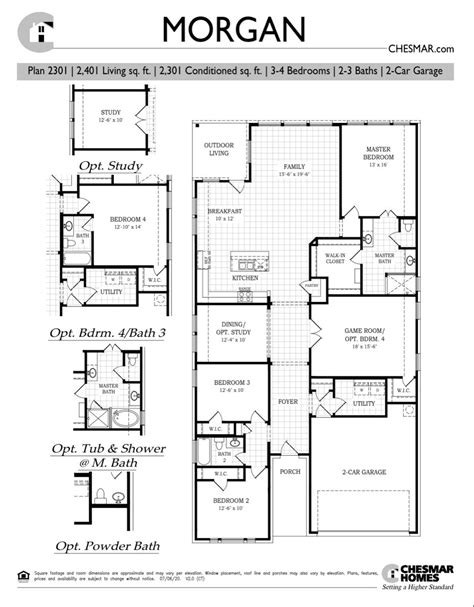 Morgan Floor Plan 2301 Square Feet 32 Study Game