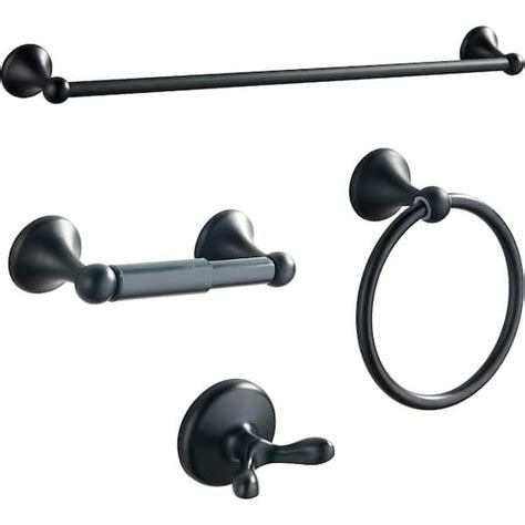 Dyiom 24 In Wall Mounted Towel Bar In Matte Black 4 Piece B08xq9shjw