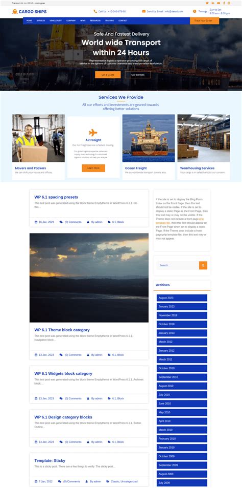 Free Cargo WordPress Theme