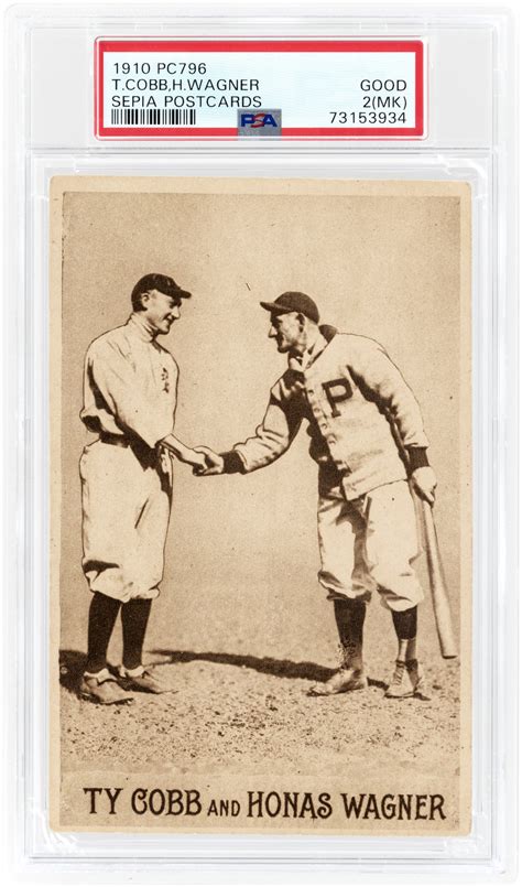 Hake S 1910 PC796 TY COBB HOF AND HONUS WAGNER HOF SEPIA