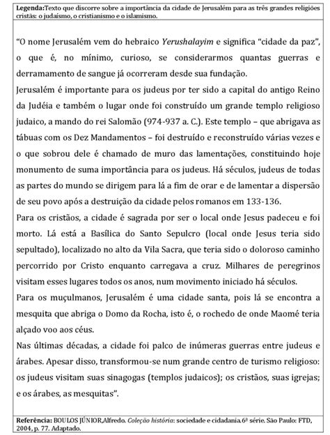 Atividade Sobre As Cruzadas Para O E Ano Khondrion