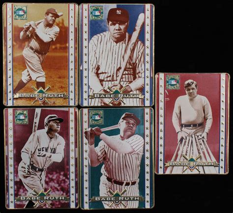 Complete Set Of 5 1994 Babe Ruth Metallic Impressions Embossed Metal Collector Cards With