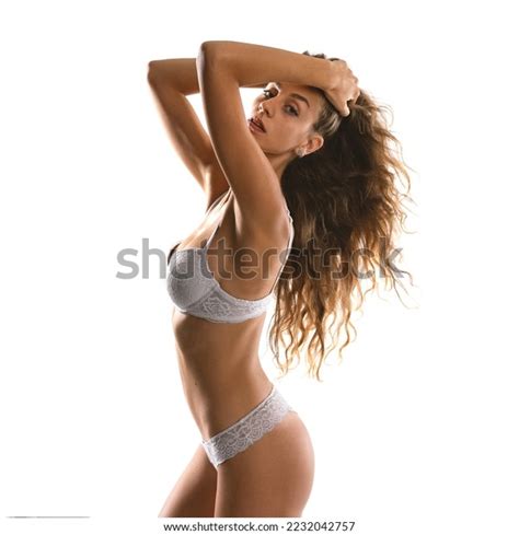 Sexy Blonde Woman Wearing White Lingerie Stock Photo Shutterstock