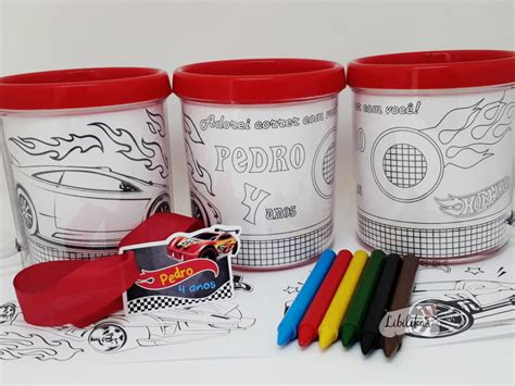Lembrancinha Hot Wheels Caneca Para Colorir Elo