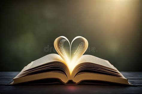 Bible On Table With Pages Folded Into Heart Shape The Symbol Of Christ