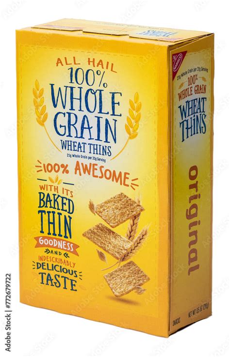 Package Of Nabisco 100 Whole Grain Wheat Thins Isolated On A