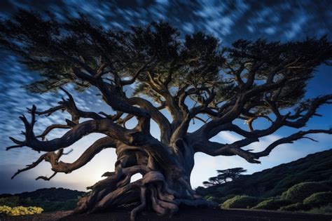 Premium Ai Image A Large Tree With Twisted Branches