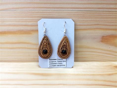 Серьги из бересты "Капелька" (камень в ассортименте): купить за 190 ₽ в ...