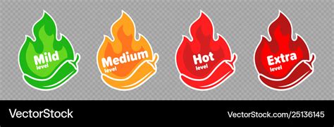 Spicy Chili Pepper Hot Fire Flame Icons Royalty Free Vector