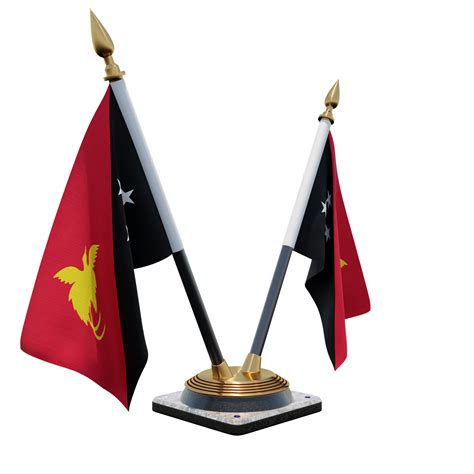 Papua New Guinea 3d illustration Double V Desk Flag Stand 11235700 PNG