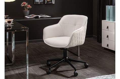 Chaise De Bureau R Glable En Hauteur En Simili Cuir Blanc Cbc Meubles