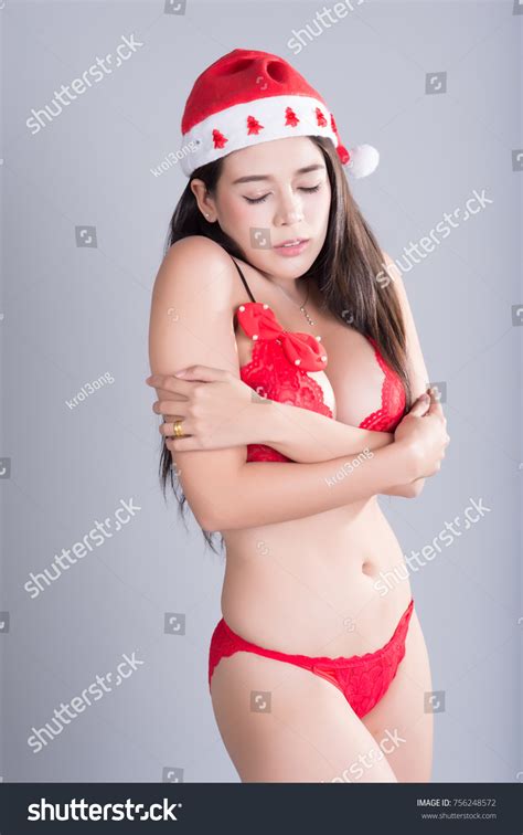 Sexy Woman Red Bikini Christmas Theme Stock Photo 756248572 Shutterstock