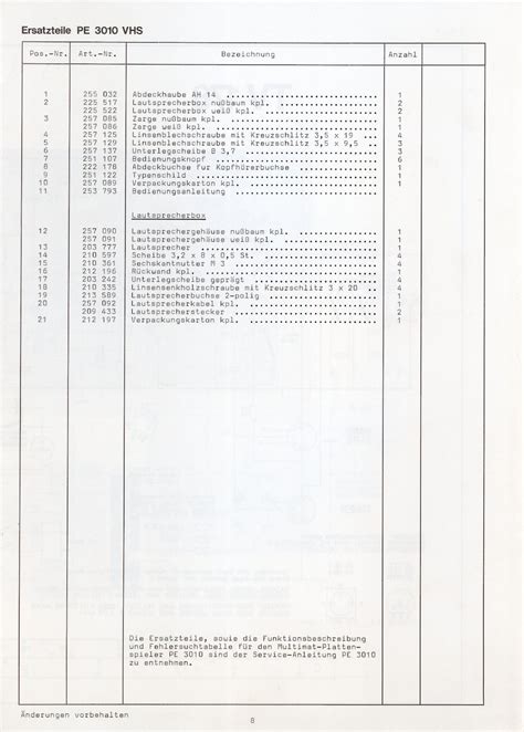 PE 3010 VHS Service Anleitung