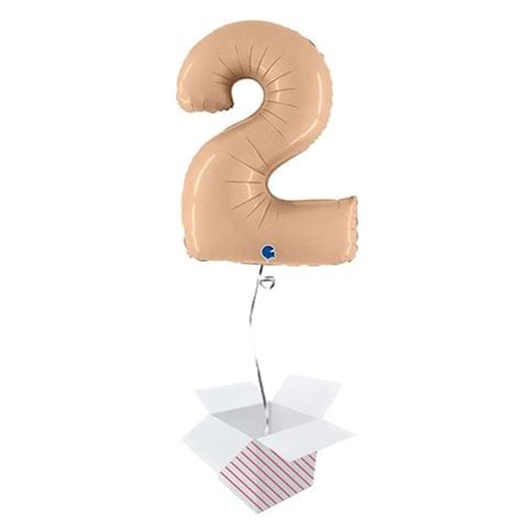 Satin Nude Number 2 Helium Foil Giant Balloon Inflated Balloon In A