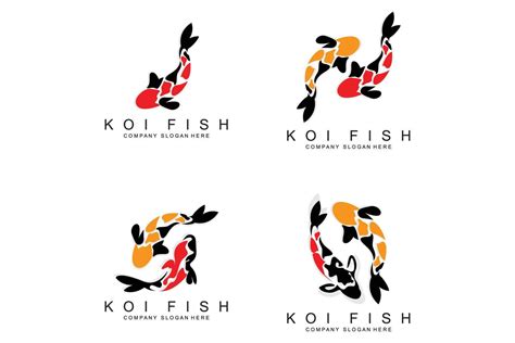 Koi Fish Logo Design Ornamental Fish Vector Aquarium Ornament