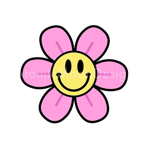 Cute Smiley Face Flower Retro Svg Png Jpeg Etsy